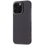 Husă Tactical Aramid cu model din fibră de carbon și MagSafe pentru iPhone 16 Pro - gri închis