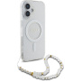 Guess Husă cu curea IML cu margele sclipitoare cu buclă și MagSafe pentru iPhone 16 - argintiu