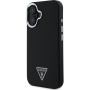 Guess Husă cu logo triunghi granulat cu MagSafe pentru iPhone 16 - negru