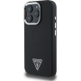 Guess Husă cu logo triunghi granulat cu MagSafe pentru iPhone 16 Pro Max - negru