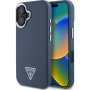 Guess Husă cu logo triunghi granulat cu MagSafe pentru iPhone 16 - Albastru închis