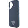 Guess Husă cu logo triunghi granulat cu MagSafe pentru iPhone 16 - Albastru închis