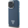 Guess Husă cu logo triunghi granulat cu MagSafe pentru iPhone 16 Pro Max - Albastru închis