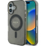 Guess Husă inel IML cu strasuri cu MagSafe pentru iPhone 16 - gri