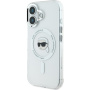 Karl Lagerfeld Husă cadru metalică IML Karl Head cu MagSafe pentru iPhone 16 - Transparent