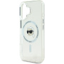 Karl Lagerfeld Husă cadru metalică IML Karl Head cu MagSafe pentru iPhone 16 - Transparent