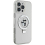 Karl Lagerfeld Ringstand Karl and Choupette Flip Cover și MagSafe pentru iPhone 16 Pro - Transparent