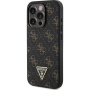 Guess Husă cu logo metalic triunghi 4G pentru iPhone 16 Pro - neagră
