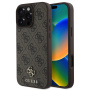 Guess Husă 4G cu sigla metalică mică cu MagSafe pentru iPhone 16 Pro - maro