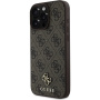 Guess Husă 4G cu sigla metalică mică cu MagSafe pentru iPhone 16 Pro - maro