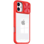 Husă cu capac glisant pentru obiectivul camerei pentru iPhone 16 Plus - roșu