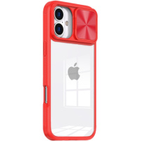 Husă cu capac glisant pentru obiectivul camerei pentru iPhone 16 Plus - roșu
