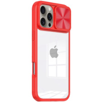 Husă cu capac glisant pentru obiectivul camerei pentru iPhone 16 Pro Max - roșu