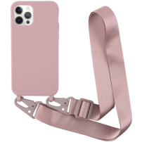 Husă mată cu curea reglabilă pentru iPhone 12 Pro Max - Old Pink