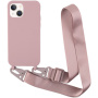 Husa mata cu curea reglabila pentru iPhone 13 mini - roz vechi