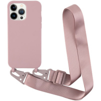 Husă mată cu curea reglabilă pentru iPhone 13 Pro - roz vechi