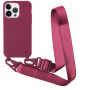 Husa mata cu curea reglabila pentru iPhone 13 Pro Max - visiniu