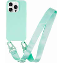 Husă mată cu curea reglabilă pentru iPhone 14 Pro - turcoaz