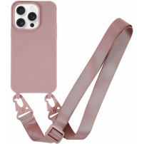 Husă mată cu curea reglabilă pentru iPhone 16 Pro Max - roz vechi