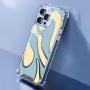 Husă cu model ondulat abstract și colțuri întărite pentru iPhone 16 Pro - Albastru