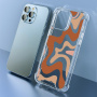 Husă cu model ondulat abstract și colțuri întărite pentru iPhone 16 Pro - Albastru