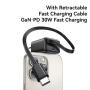 Set adaptor USAMS CC241 cu port USB-C și cablu retractabil USB-C - 30W - alb