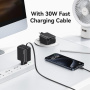 Set adaptor USAMS CC241 cu port USB-C și cablu retractabil USB-C - 30W - alb