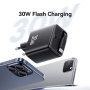 Set adaptor USAMS CC241 cu port USB-C și cablu retractabil USB-C - 30W - alb
