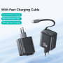 Set adaptor USAMS CC241 cu port USB-C și cablu retractabil USB-C - 30W - alb