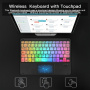Set tastatură wireless retroiluminată cu touchpad și mouse fără fir - negru