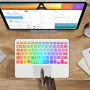 Set tastatură wireless retroiluminată cu touchpad și mouse fără fir - alb
