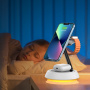 Suport magnetic wireless 3 în 1 Wiwu W002 cu iluminare de fundal pentru iPhone / Apple Watch / AirPods - 15W - alb