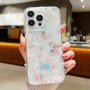 Husa transparenta sclipitoare pentru iPhone 15 Pro - flori