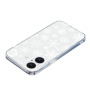 Husa moale transparenta cu motiv fulgi de zapada pentru iPhone 16 - alba