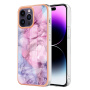 Husa de protectie din marmura pentru iPhone 16 Pro - roz mov
