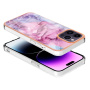 Husa de protectie din marmura pentru iPhone 16 Pro - roz mov