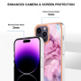 Husa de protectie din marmura pentru iPhone 16 Pro - roz mov
