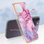 Husa de protectie din marmura pentru iPhone 16 Pro - roz mov