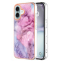 Husa de protectie din marmura pentru iPhone 16 - roz mov