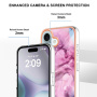 Husa de protectie din marmura pentru iPhone 16 - roz mov
