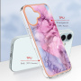Husa de protectie din marmura pentru iPhone 16 - roz mov
