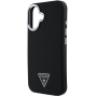 Guess Husă cu logo triunghi granulat cu MagSafe pentru iPhone 16 - negru
