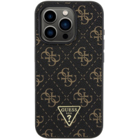 Guess Husă cu logo metalic triunghi 4G pentru iPhone 16 Pro - neagră