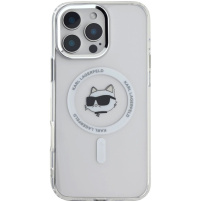 Karl Lagerfeld Husă cadru metalic IML Choupette Head cu MagSafe pentru iPhone 16 Pro Max - Transparent