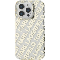 Karl Lagerfeld Husă cu logo repetat galvanizat IML pentru iPhone 16 Pro - auriu