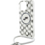 Karl Lagerfeld Husă IML Monogram K&CH Heads cu șnur și MagSafe pentru iPhone 16 Pro - Transparentă