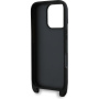 Karl Lagerfeld Husă Saffiano Crossbody Metal Karl și Choupette cu curea reglabilă pentru iPhone 16 Pro - Negru