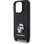 Karl Lagerfeld Husă Saffiano Crossbody Metal Karl și Choupette cu curea reglabilă pentru iPhone 16 Pro Max - Negru