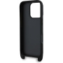 Karl Lagerfeld Husă Saffiano Crossbody Metal Karl și Choupette cu curea reglabilă pentru iPhone 16 Pro Max - Negru
