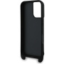 Karl Lagerfeld Husă Saffiano Crossbody Karl și Choupette cu curea reglabilă pentru iPhone 16 - Negru